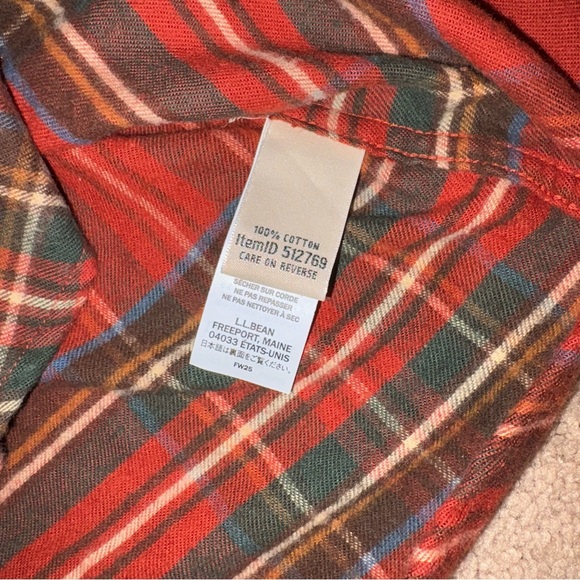 L.L. Bean Red Plaid Flannel Shirt, Sz Medium Tall - Picture 10 of 12